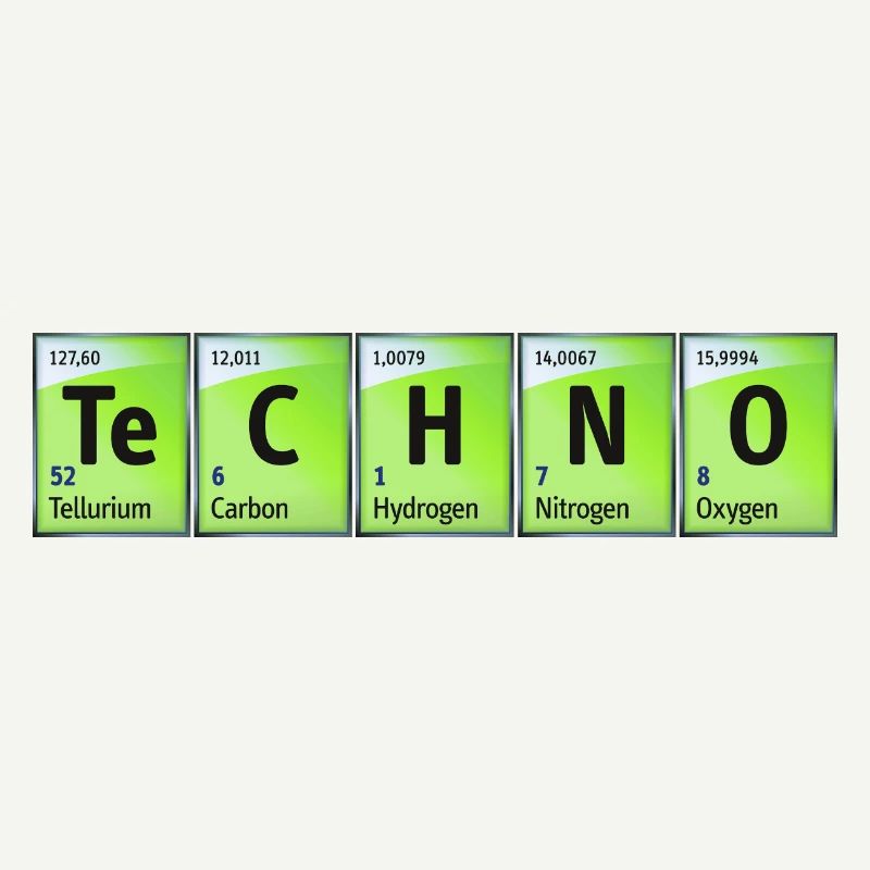 Periodensystem Carbon Nitrogen Oxygen TeCHNO grün