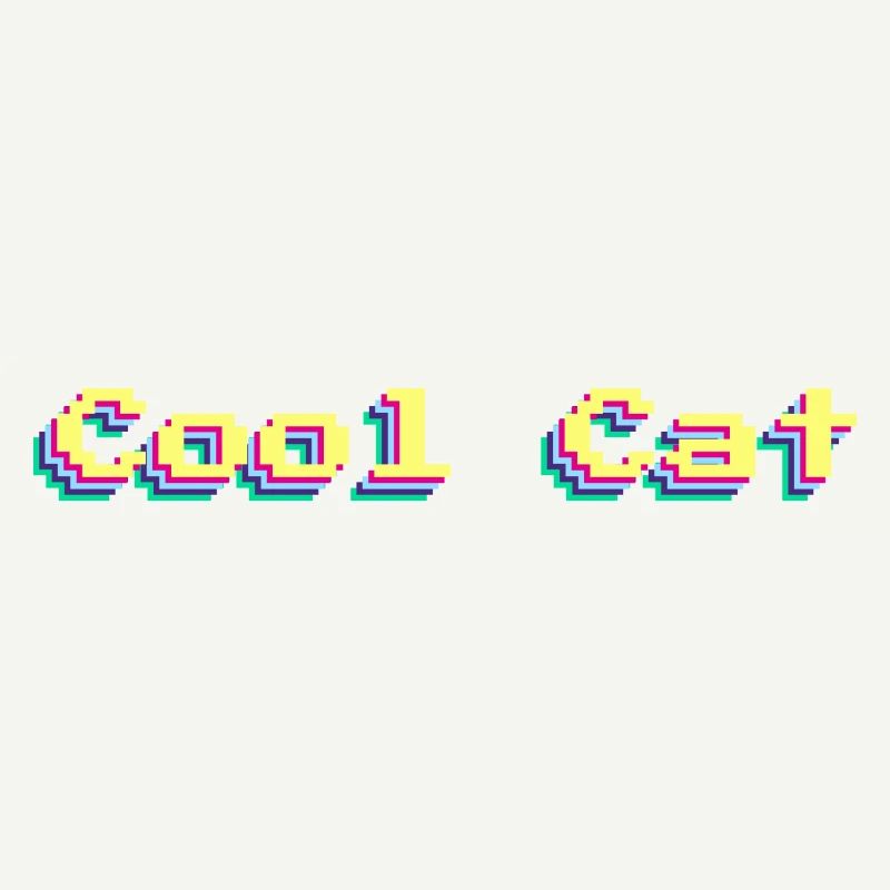 Cool Cat 90er Design Bunt 3D Pixel Art