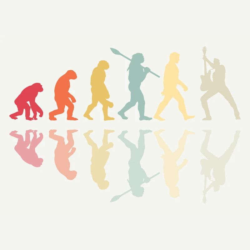 Human Evolution Guitar Band Retro Vintage