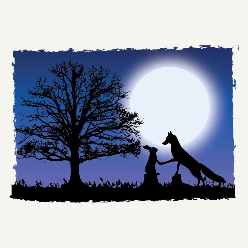 Fuchs und Hase. Nacht. Fox and Rabbit. Night.