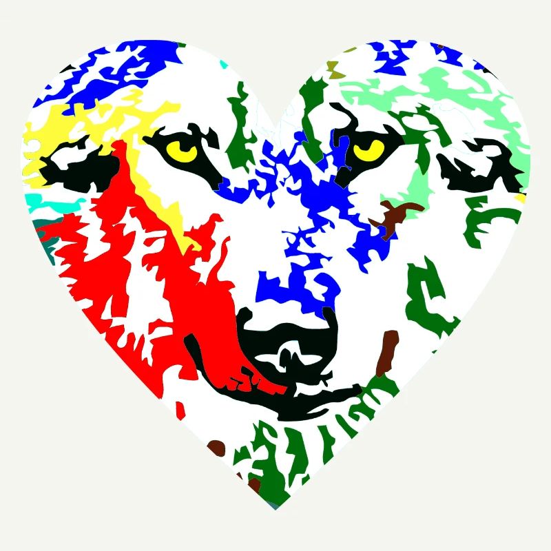 Herz Wolf bunt