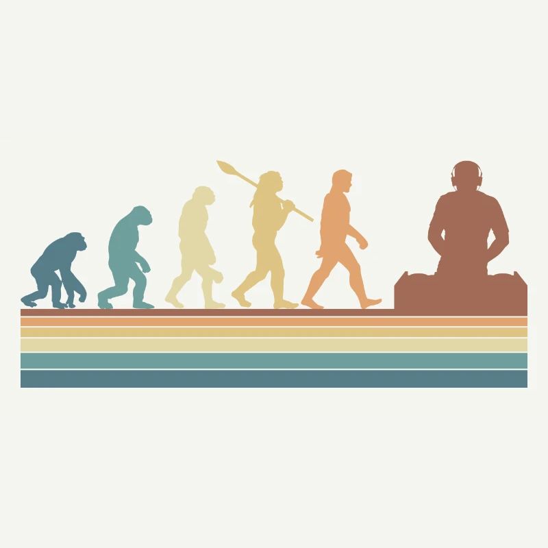 Evolution of man DJ Techno Vinyl Retro Vintage