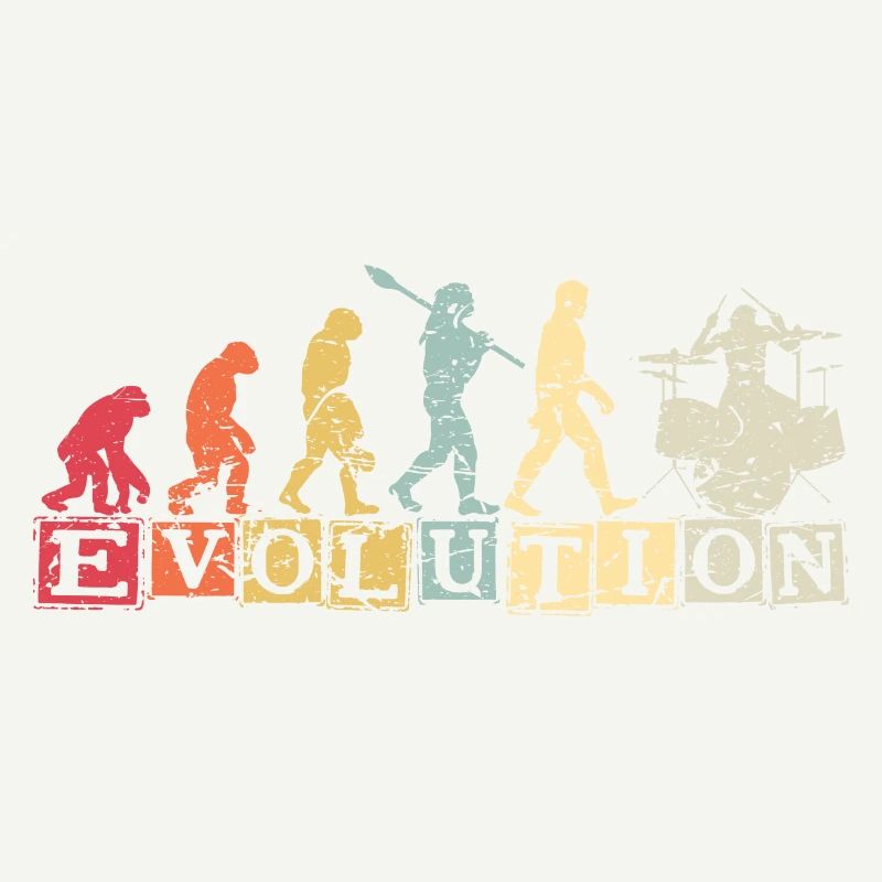 Human Evolution Guitar Band Retro Vintage