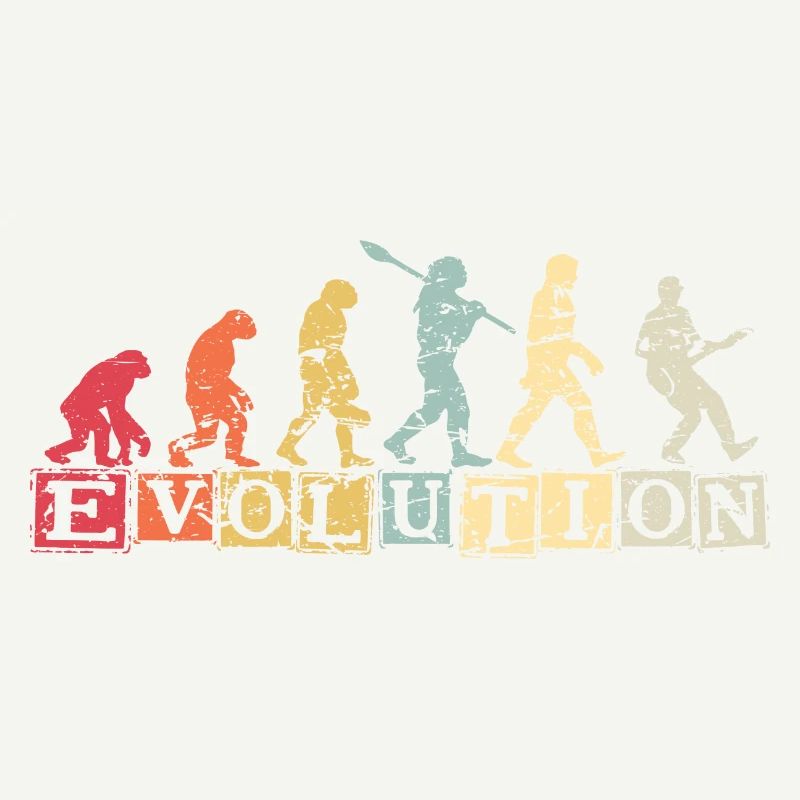 Human Evolution Guitar Band Retro Vintage