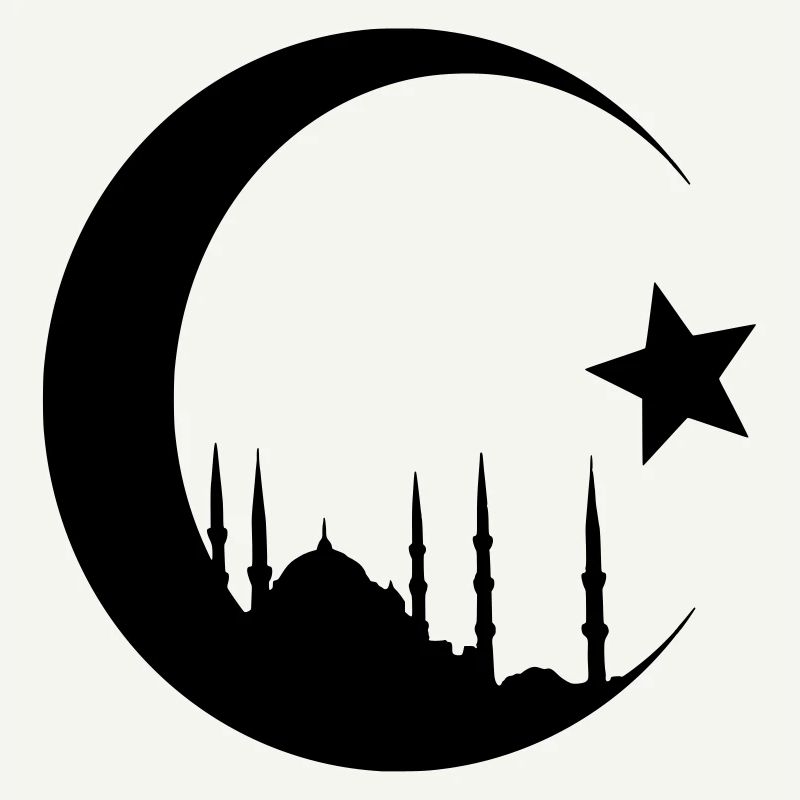 Crescent with mosque