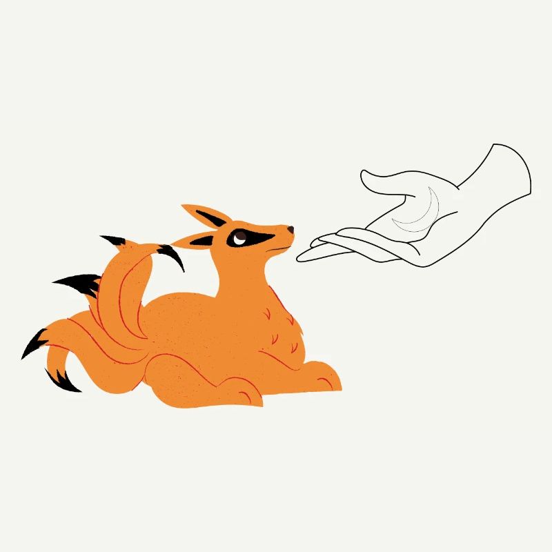 Fuchsgeist Kitsune und Hand mit Mondsymbol NaruSas