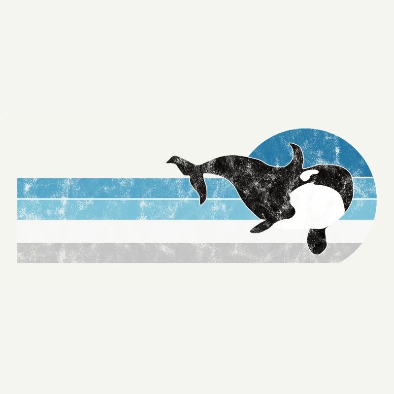 Orca Schwertwal Killerwal Geschenk Retro Wal Ozean