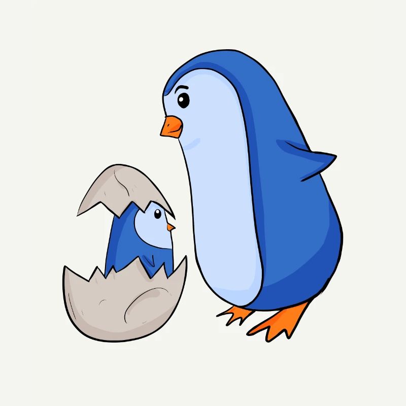 Pinguin mit Baby Pinguin