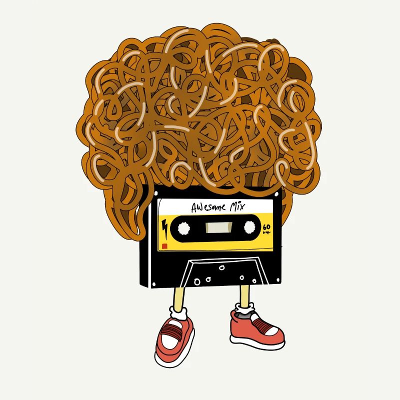 80s cassette design with Rasta curls