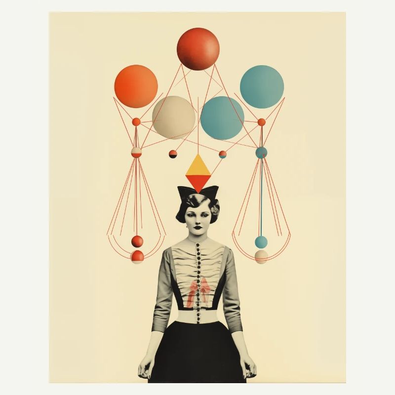 Thinking circus lady paper collage