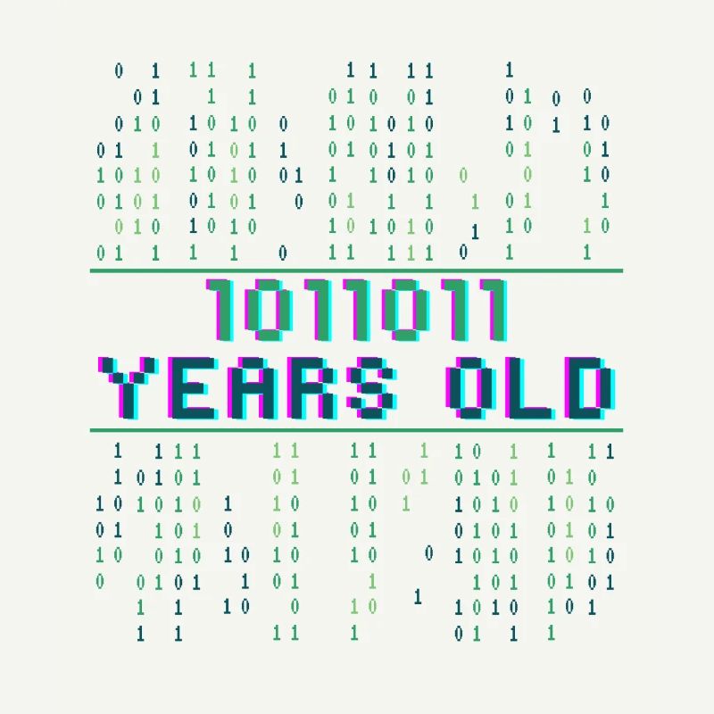 91e anniversaire 91 ans Code binaire Informatique