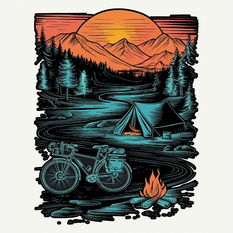 Bicycle Camping Camping Mountains Nature Excursion