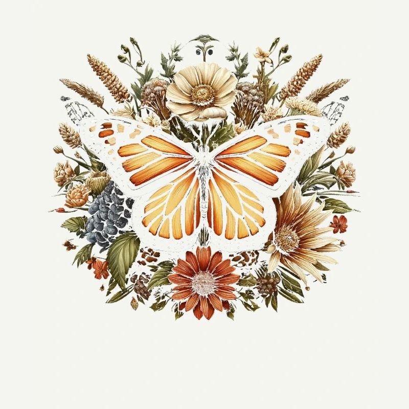 Cottagecore Schmetterling Mit Blumen