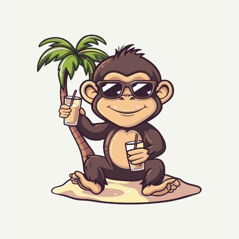 Affe Sommer Strand Comic