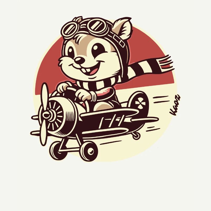Lustiger Eichhörnchen Pilot im Propeller-Flugzeug