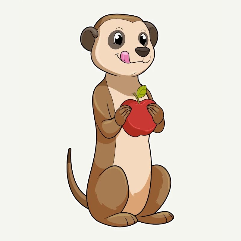 Erdmännchen mit Apfel