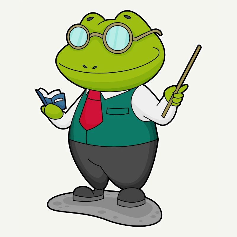 Frosch als Lehrer mit Buch