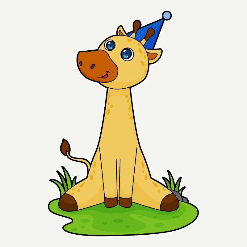 Giraffe with party hat