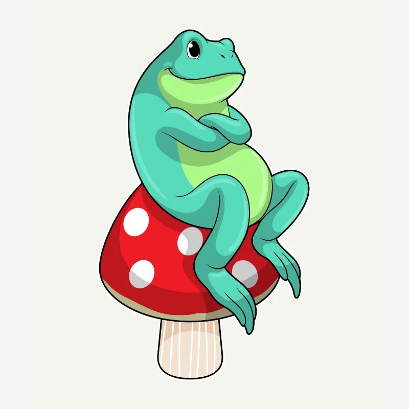 Frog with mushroom