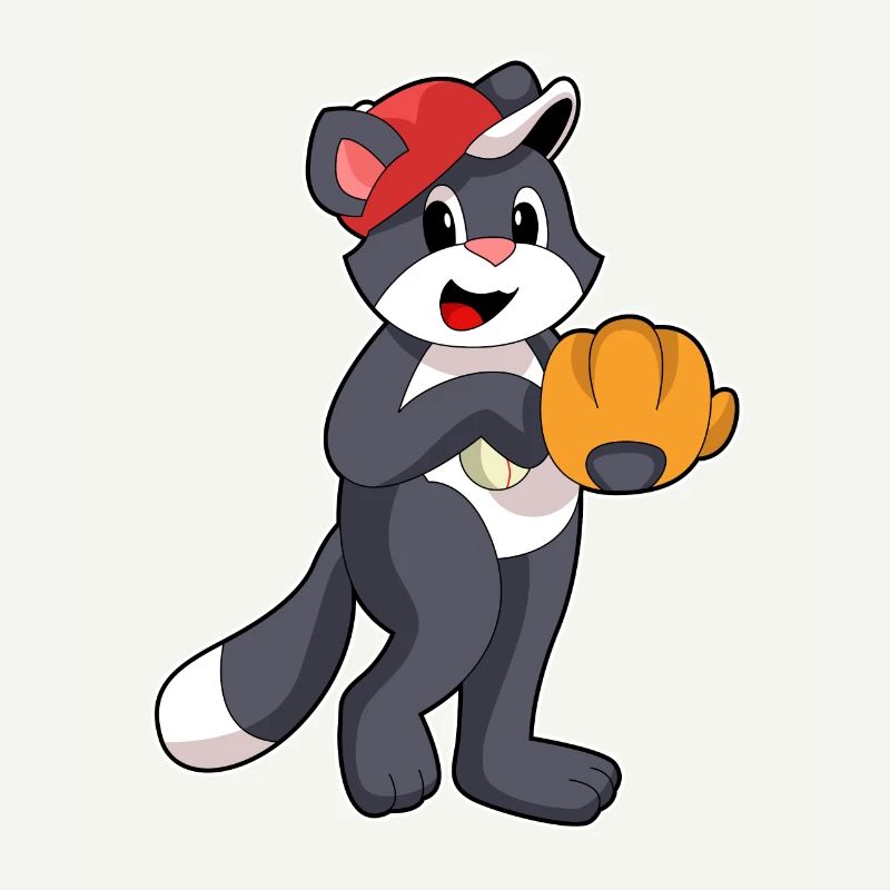 Katze beim Baseball mit Baseballhandschuh