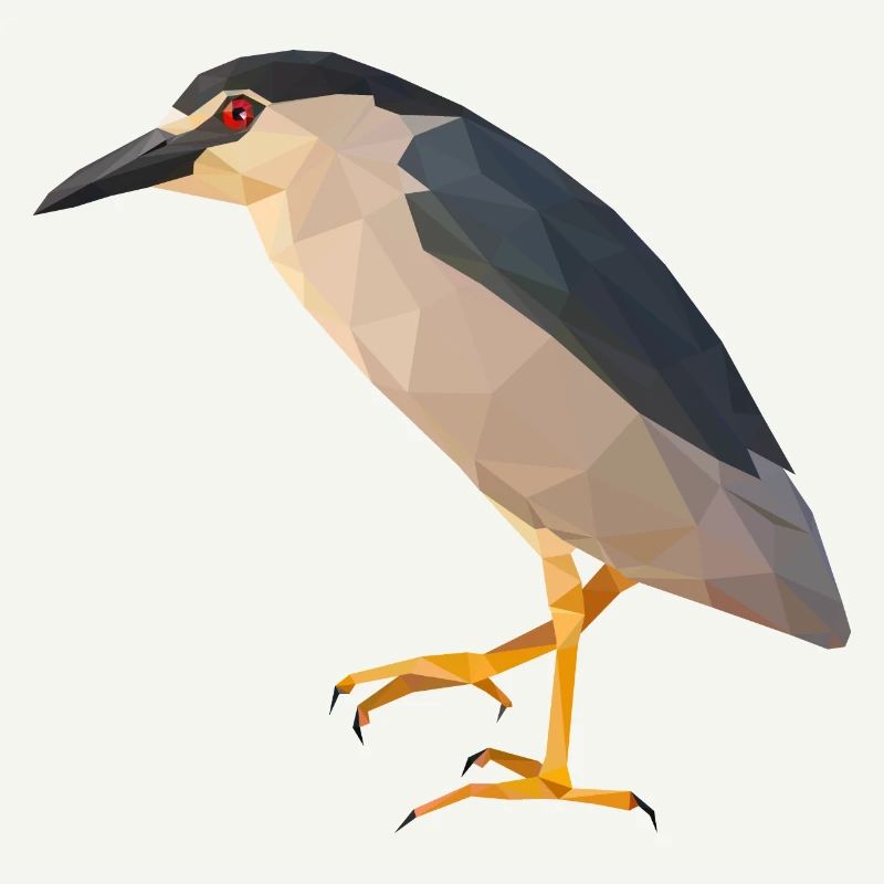 Night herons in polygon technology - Zattila Design