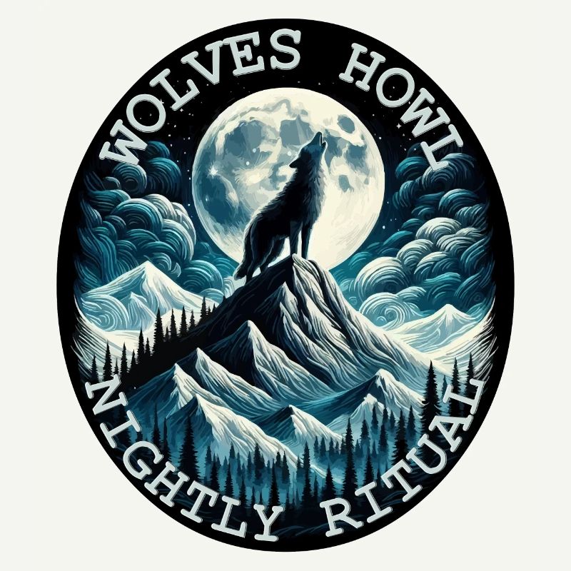 MOONLIT WOLF HOWL NIGHTLY RITUAL, WILDERNESS