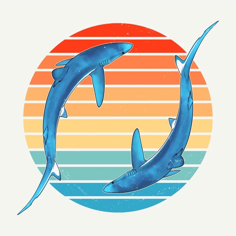 Blue Shark Retro Sunset