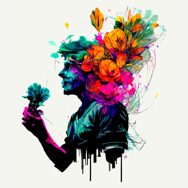 Psychedelic Artwork - Man with Flowers