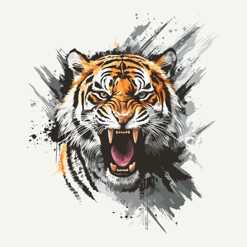 Tiger Head Predator Nature Wilderness Splash