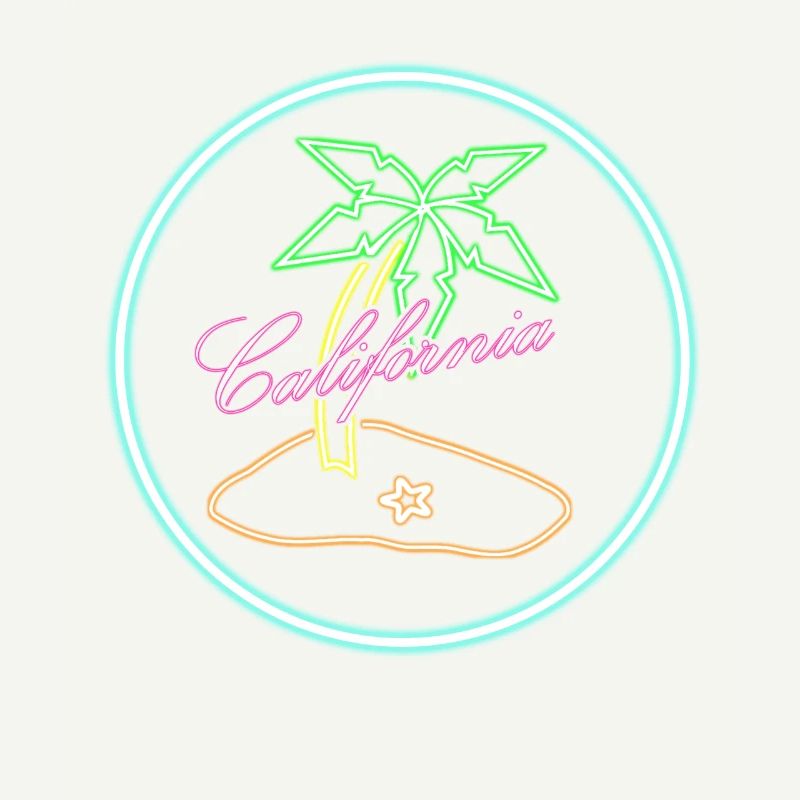 California Palm Tree Bright Neon Glowing Effect