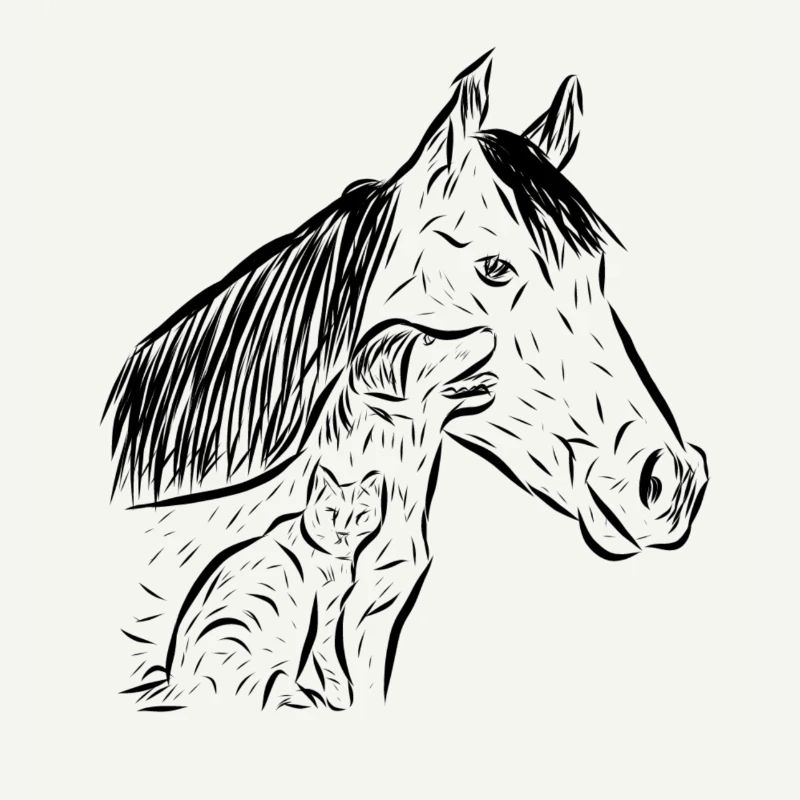 Cheval, chat et chien