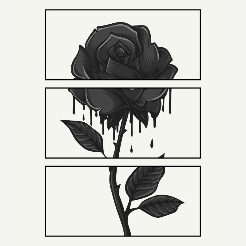 Gothic-Hemd, blutende schwarze Rose Soft Grunge