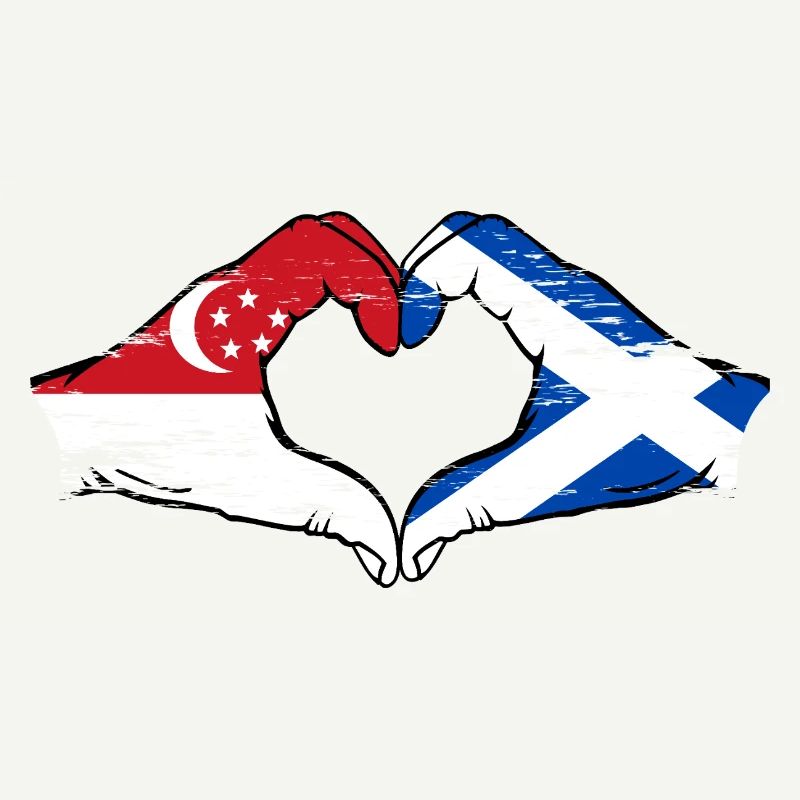 Singapour Drapeau de l’Écosse mains forme de coeur utilisé