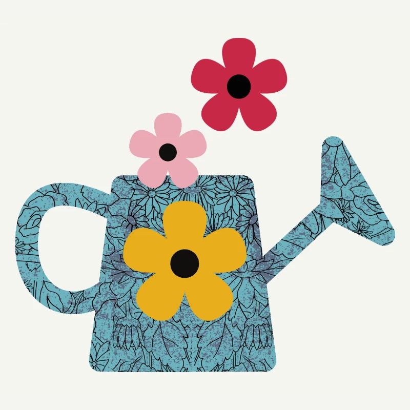 Gießkanne mit Blumen