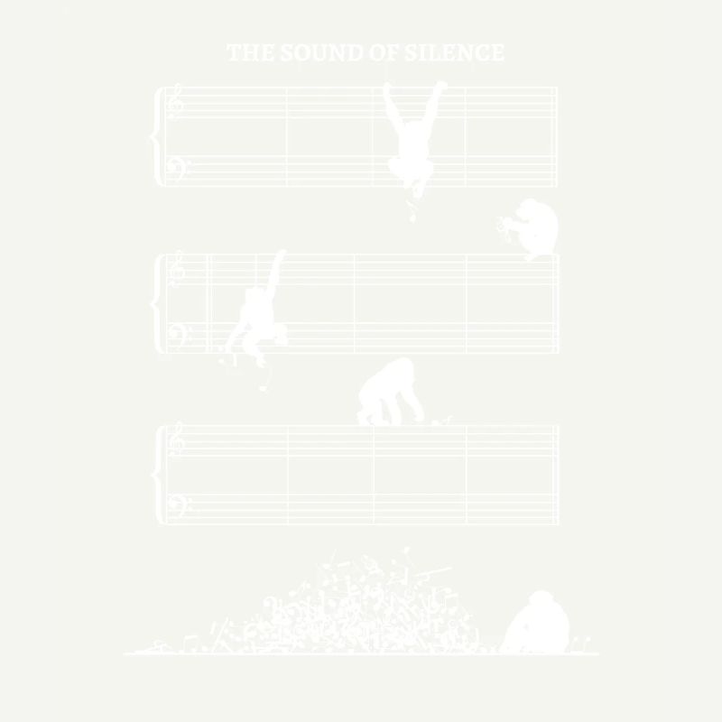Silence music sheet without notes with chimpanzees