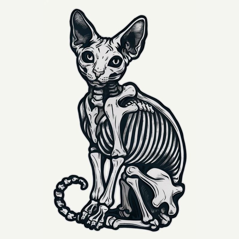 chat sphinx squelette tatouage