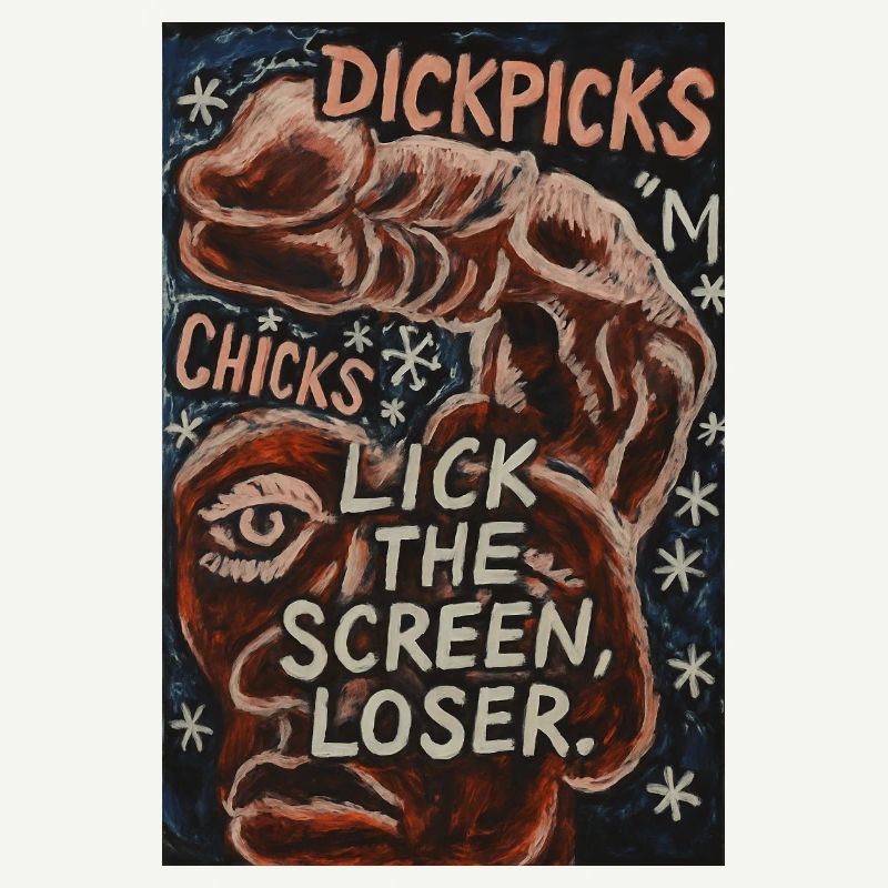Provocative artistic graphics with witty text