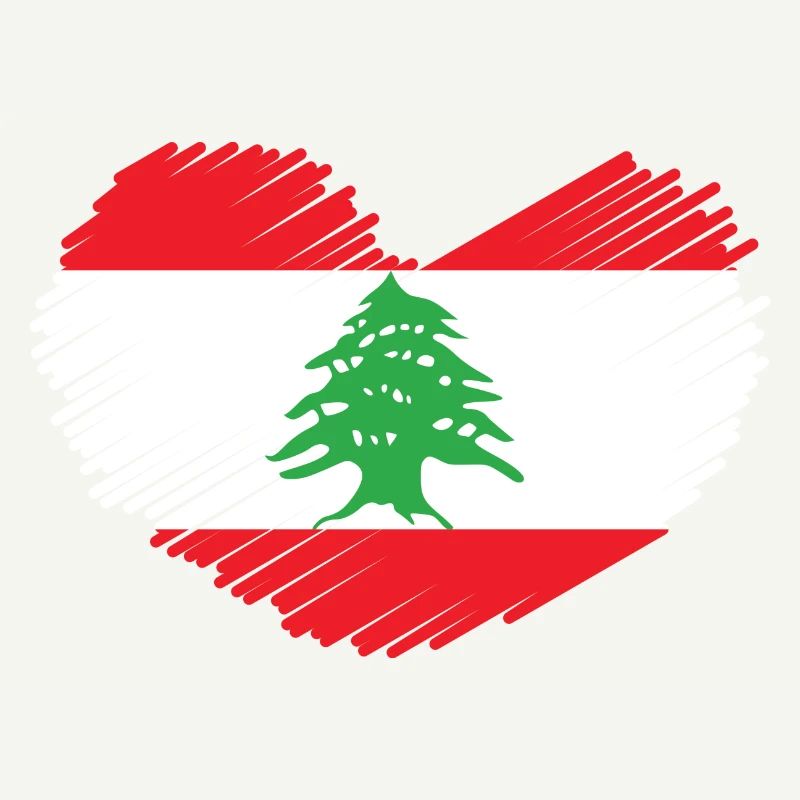 Libanon Flagge Herz Zeder Baum Wappen Geschenkidee