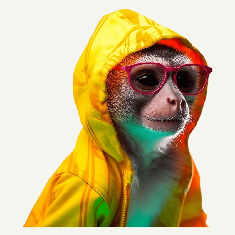Squirrel Monkey with Sunglasses Colorful Cool Monkeys