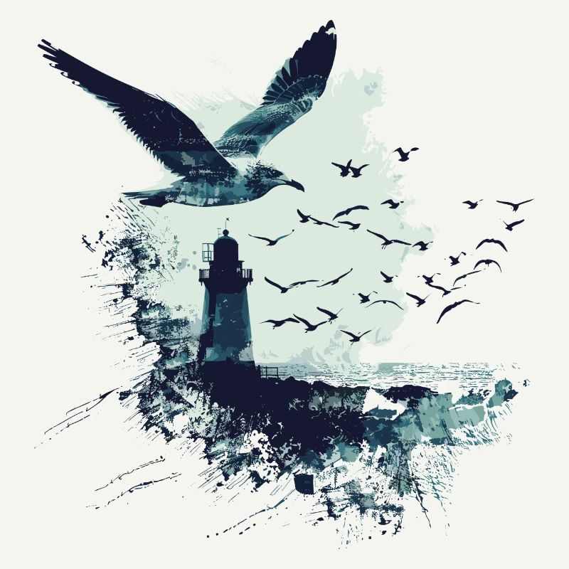 seagull seabird lighthouse