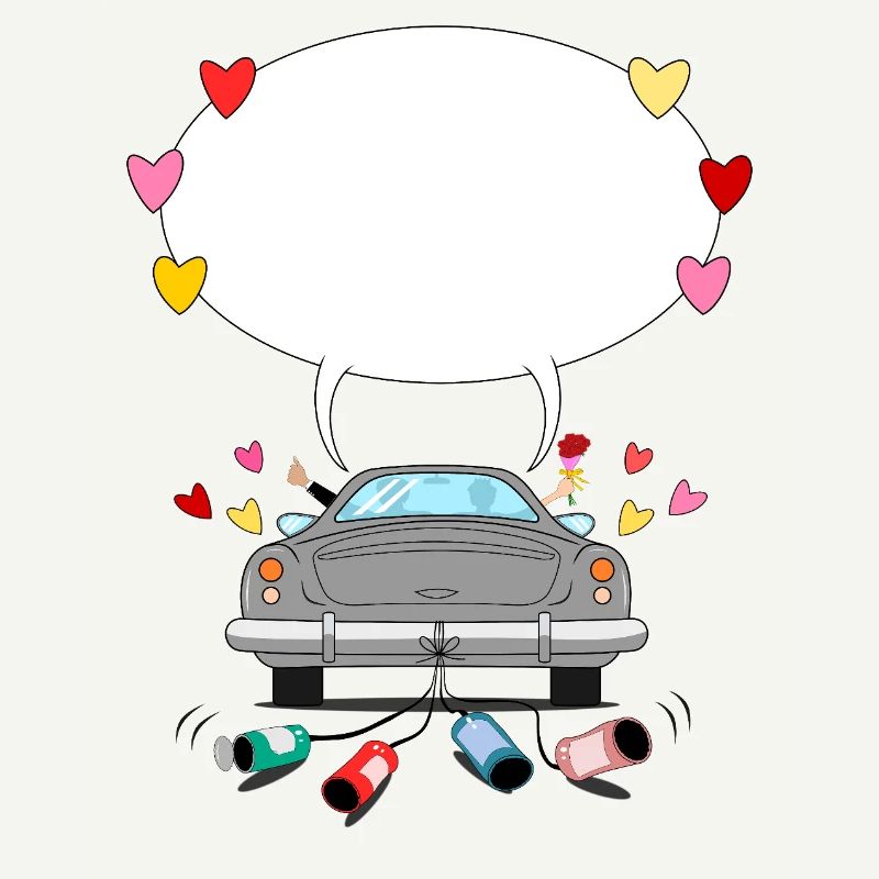 Wedding Car with Speech Bubble in Gray