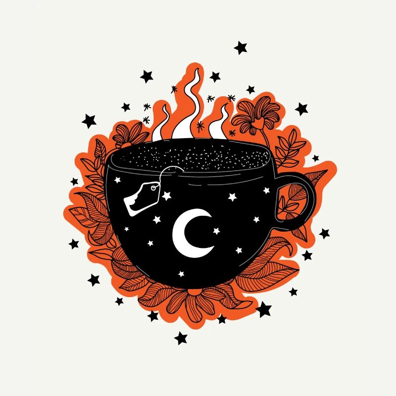 Mug with tea, herbs, witch mug, Halloween