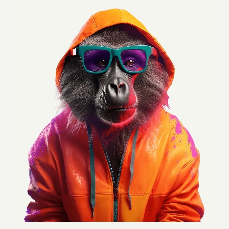Baboon with Sunglasses Colorful Cool Monkey Baboons