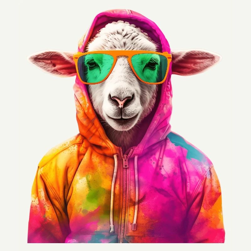 Schaf mit Sonnenbrille Bunt Coole Schaf Waldtier