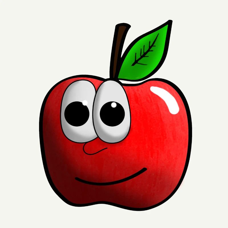 Apple with face graphic