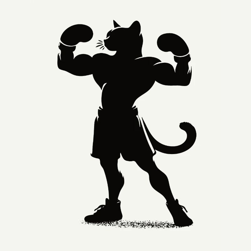Boxe chat en style silhouette - Boxing Design