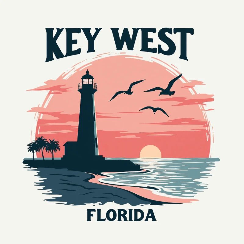 Key West Florida Sunset Lighthouse und Möwen