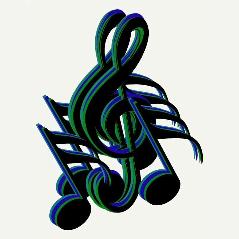 notes de clef bleu vert