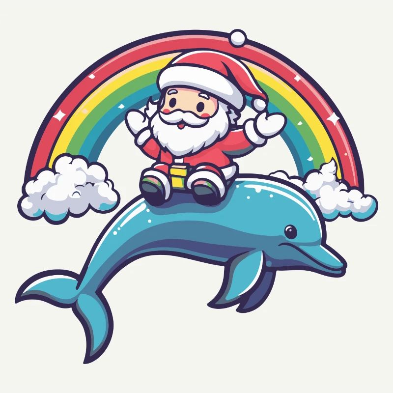 Delfin Weihnachtsmann Regenbogen
