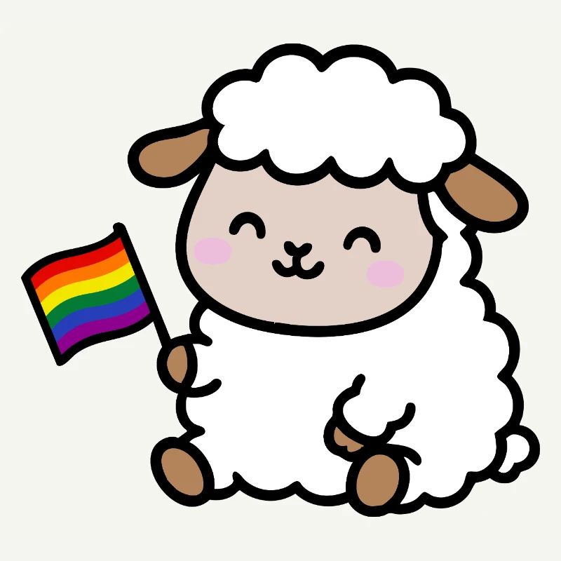 Kleines Pride-Schaf mit Regenbogenfahne